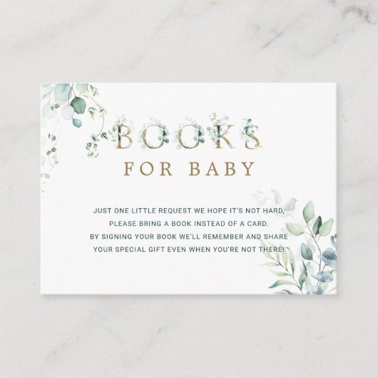 Carte D'accompagnement Lettre or Eucalyptus Botanique Demande de livre (Devant)