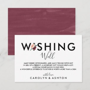 Carte D'accompagnement Lettres de fleurs Maroon Mariage Wishing well