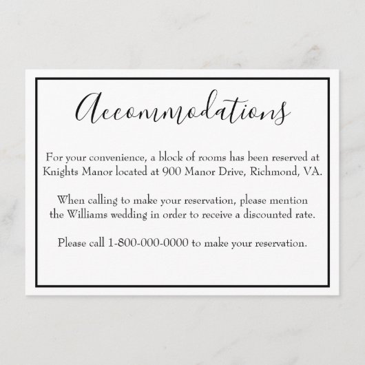 Carte D'accompagnement L'hébergement classique (Devant)