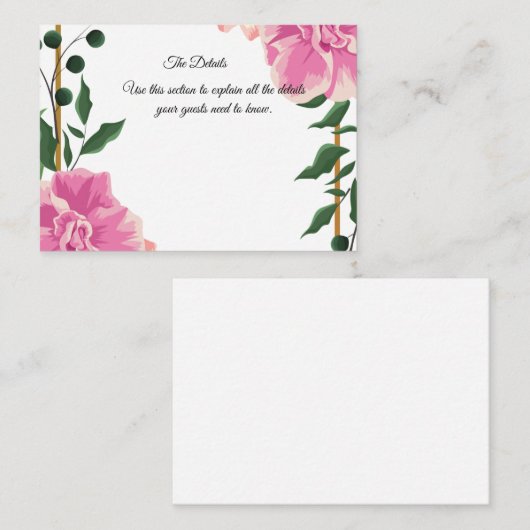 Carte D'accompagnement Libellé officiel rose et vert floral (Devant / Derrière)