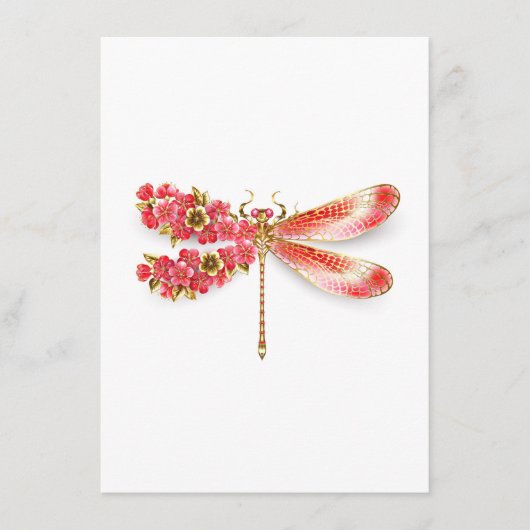 Carte D'accompagnement libellule de fleurs avec sakura de bijoux (Devant)