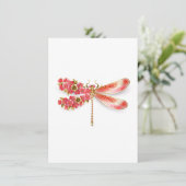Carte D'accompagnement libellule de fleurs avec sakura de bijoux (Debout devant)