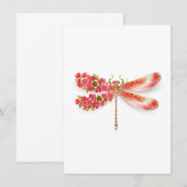 Carte D'accompagnement libellule de fleurs avec sakura de bijoux (Devant / Derrière)