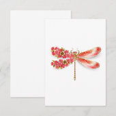 Carte D'accompagnement libellule de fleurs avec sakura de bijoux (Devant / Derrière)