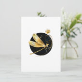 Carte D'accompagnement libellule d'or en cercle noir (Debout devant)