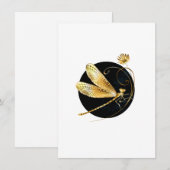 Carte D'accompagnement libellule d'or en cercle noir (Devant / Derrière)