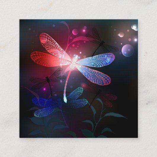 Carte D'accompagnement Libellule rouge lumineuse (Devant)