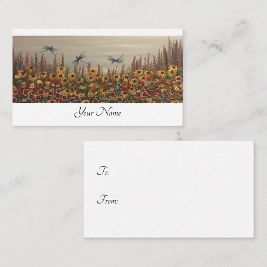 Carte D'accompagnement libellules et fleurs sauvages (Devant / Derrière)