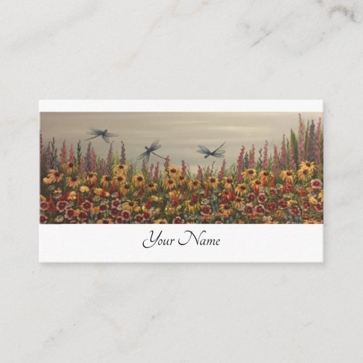 Carte D'accompagnement libellules et fleurs sauvages (Devant)