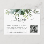Carte D'accompagnement Lien de code QR RSVP Eucalyptus Green Foliing (Devant)