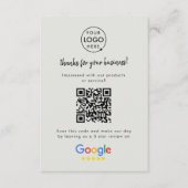 Carte D'accompagnement Lien Google Review | QR Code Gris Business Reviews (Devant)
