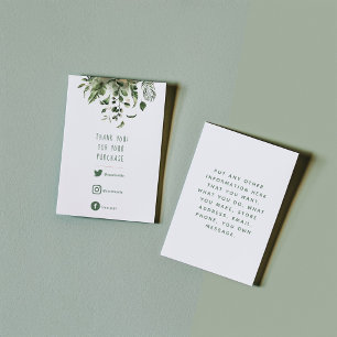 Carte D'accompagnement Liens sociaux, feuilles verts merci d'insérer la c