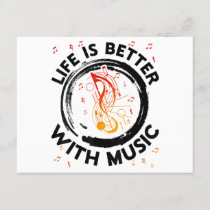 Carte D'accompagnement Life is Better With Music Notes Musicien Musique L