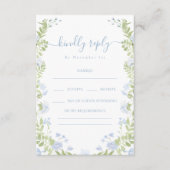 Carte D'accompagnement Light Blue Floral Greenery Wedding RSVP Cards (Devant)