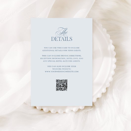 Carte D'accompagnement Light Blue Luxe | QR Code Wedding Guest Details