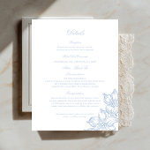 Carte D'accompagnement Light Blue Outline Floral Wedding Details Card