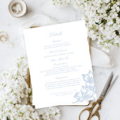 Carte D'accompagnement Light Blue Outline Floral Wedding Details Card
