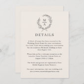 Carte D'accompagnement Light Ecru Simple Élégant Détails du monogramme (Devant / Derrière)