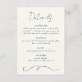 Carte D'accompagnement Ligne à griffes dessinée à la main Mariage bleu co (Devant)