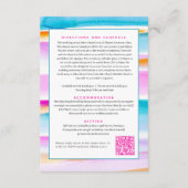 Carte D'accompagnement Ligne de marée Abstraite code QR mariage bleu rose (Dos)