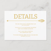 Carte D'accompagnement Ligne dorée moderne avec mariage feuille et flèche (Devant)