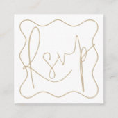 Carte D'accompagnement Ligne Gold Wavy Bordure Script QR Code Mariage RSV (Devant)