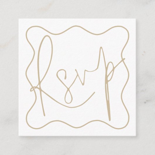 Carte D'accompagnement Ligne Gold Wavy Bordure Script QR Code Mariage RSV (Devant)