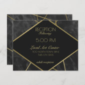 Carte D'accompagnement Lignes géométriques dorées et réception en marbre (Devant / Derrière)