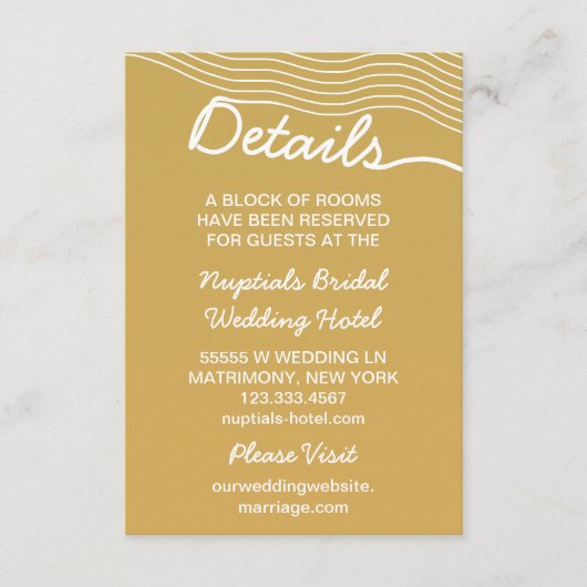 Carte D'accompagnement Lignes mariages Gold White Wavy Élégantes minimali (Devant)