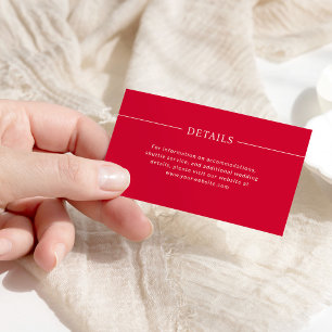 Carte D'accompagnement Lignes modernes   Détails du Mariage Cherry Red