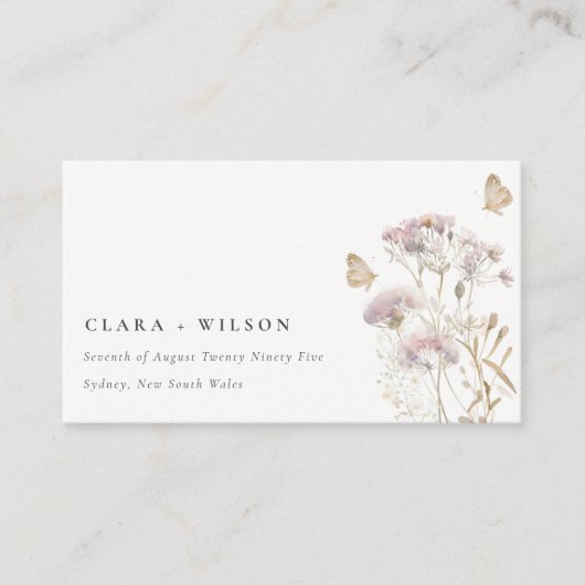Carte D'accompagnement Lilac Boho Fleur sauvage Fern Mariage botanique (Devant)