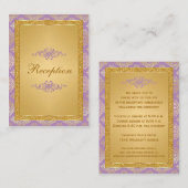 Carte D'accompagnement Lilac, FAUX Parties scintillant Damask Scroll Cart (Devant / Derrière)