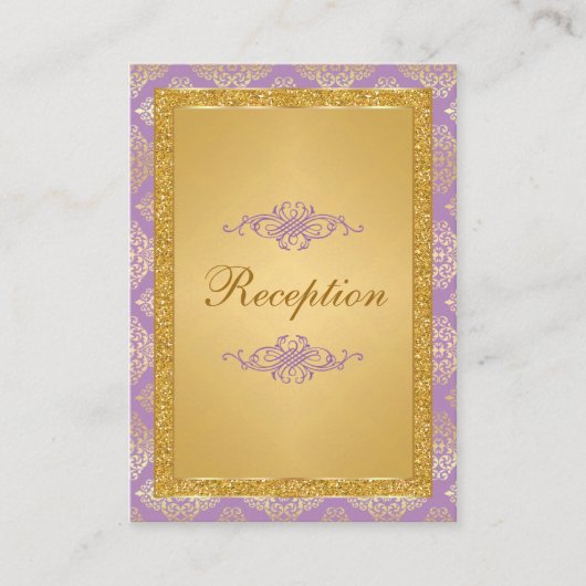 Carte D'accompagnement Lilac, FAUX Parties scintillant Damask Scroll Cart (Devant)