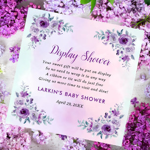 Carte D'accompagnement Lilac Floral Affichage Douche Pas Demande D'Envelo