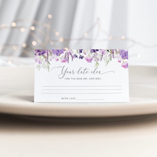 Carte D'accompagnement Lilac floral Date idées nuit. Date jar