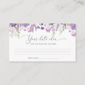 Carte D'accompagnement Lilac floral Date idées nuit. Date jar (Devant)