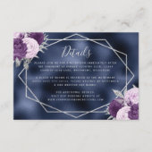 Carte D'accompagnement Lilac Floral Silver Navy Blue Foil Détails du Mari (Devant)