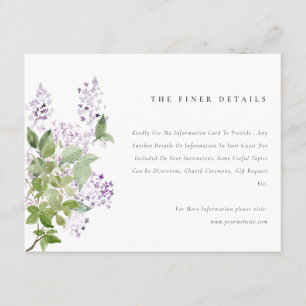 Carte D'accompagnement Lilac Floral Wreath Cottage Jardin Mariage Détail