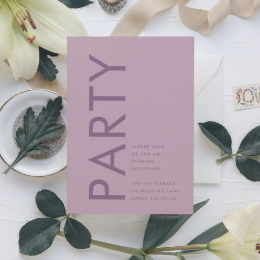 Carte D'accompagnement Lilac Moderne Mauve Purple Noms Mariage Réception