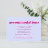 Carte D'accompagnement Lilac Pink Minimalist Wedding Accommodations (Debout devant)