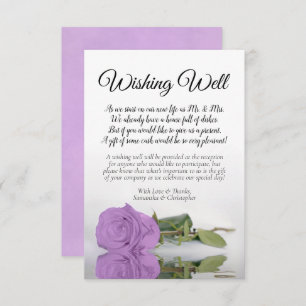 Carte D'accompagnement Lilac Purple Mariage Rose Souhaite Poème Bien
