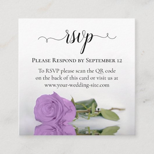 Carte D'accompagnement Lilac Purple Rose Mariage élégant RSVP QR Code (Devant)