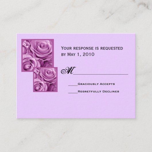 Carte D'accompagnement LILAC PURPLE Wedding RSVP Response Card (Devant)