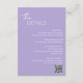 Carte D'accompagnement Lilac QR Code minimum Mariage moderne (Devant)