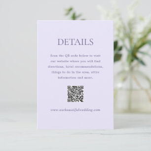Carte D'accompagnement Lilac QR Code moderne Mariage élégant