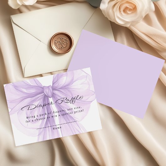 Carte D'accompagnement Lilac Sheer Bow Diaper Raffle Chic