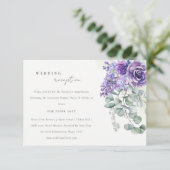 Carte D'accompagnement Lilac Succulent Eucalyptus Faune Réception de mari (Debout devant)