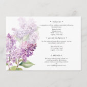 Carte D'accompagnement Lilacs de Mariage moderne romantique violet (Devant)