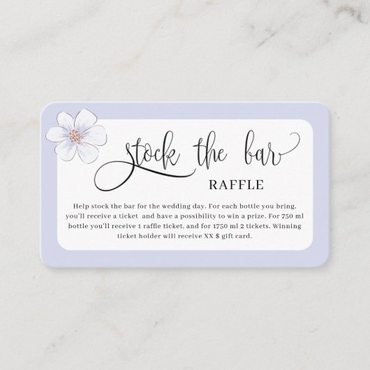 Carte D'accompagnement Lilas Fleurs pour garnir le bar de la Baby Shower (Devant)