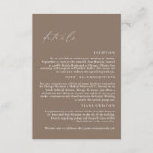 Carte D'accompagnement LILLIE Elegant Mocha Détails du Mariage Brown (Devant)